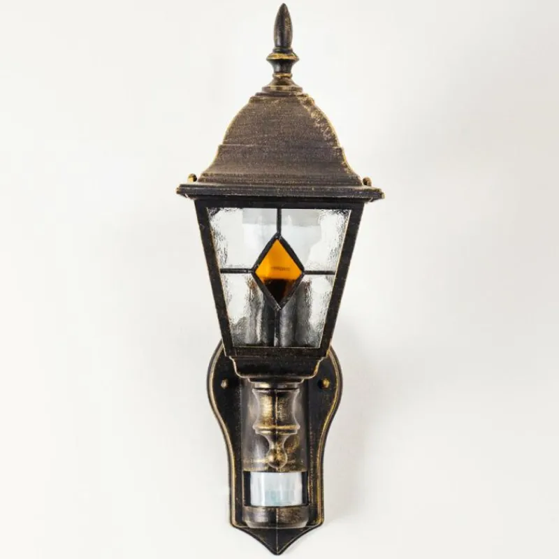 Luminaires Rustiques-hofstein Applique murale d'extérieur Antibes Brun doré, 1 lumière, Détecteur de mouvement