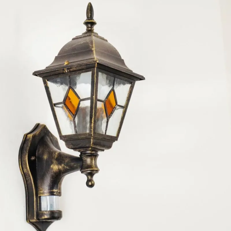 Luminaires Rustiques-hofstein Applique murale d'extérieur Antibes Brun doré, 1 lumière, Détecteur de mouvement