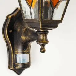 Luminaires Rustiques-hofstein Applique murale d'extérieur Antibes Brun doré, 1 lumière, Détecteur de mouvement