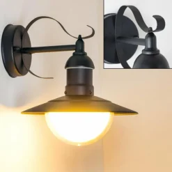 hofstein Applique murale d'extérieur Broni Noir, 1 lumière
