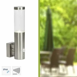 Luminaires Brilliant Applique murale d'extérieur Brilliant Bergen LED Acier inoxydable, 1 lumière, Détecteur de mouvement