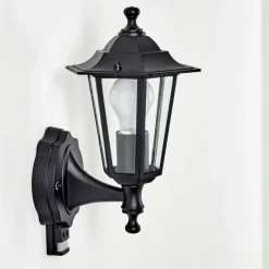 hofstein Applique murale d'extérieur Valtimo Noir, 1 lumière, Détecteur de mouvement
