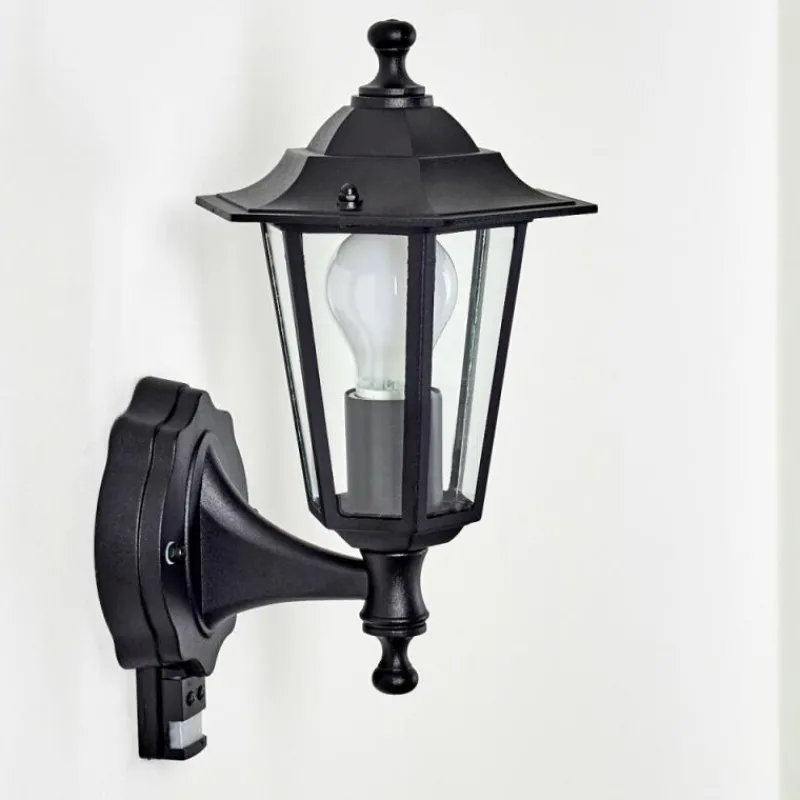 hofstein Applique murale d'extérieur Valtimo Noir, 1 lumière, Détecteur de mouvement