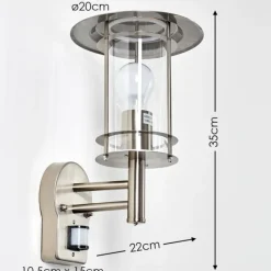 hofstein Applique murale d'extérieur Mulo Acier inoxydable, 1 lumière, Détecteur de mouvement