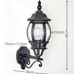 hofstein Applique murale d'extérieur Lentua Noir, 1 lumière