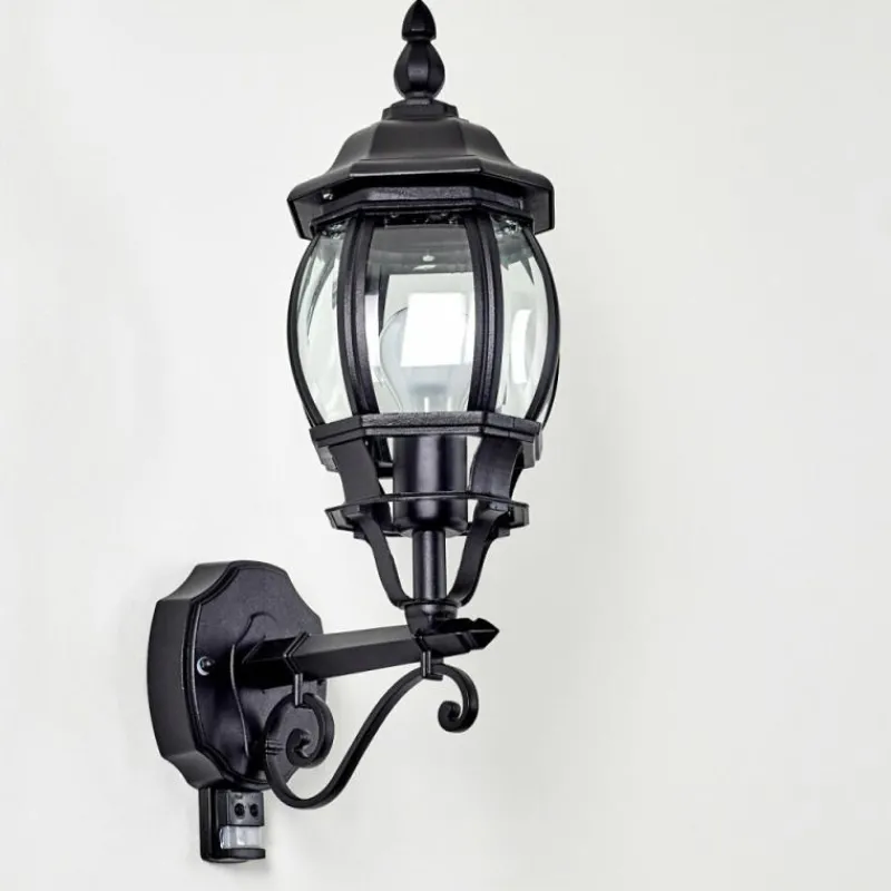 hofstein Applique murale d'extérieur Lentua Noir, 1 lumière, Détecteur de mouvement