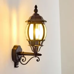 hofstein Applique murale d'extérieur Lentua Noir, 1 lumière, Détecteur de mouvement