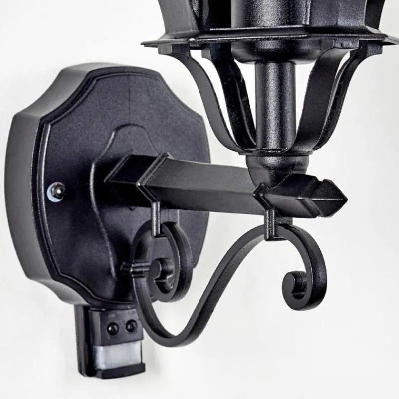 hofstein Applique murale d'extérieur Lentua Noir, 1 lumière, Détecteur de mouvement