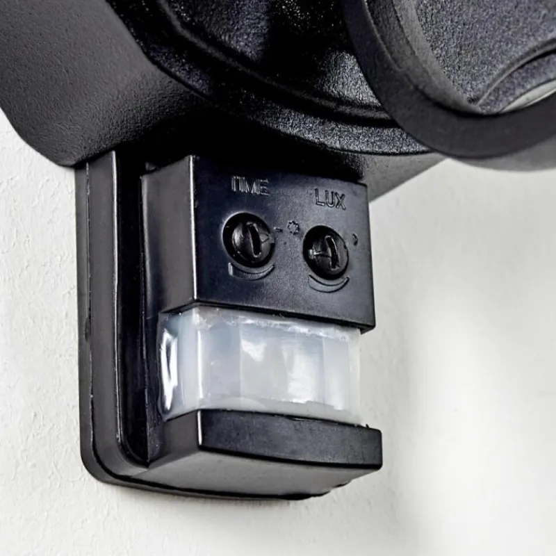 hofstein Applique murale d'extérieur Lentua Noir, 1 lumière, Détecteur de mouvement