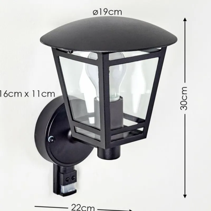 hofstein Applique murale d'extérieur Siera Noir, 1 lumière, Détecteur de mouvement