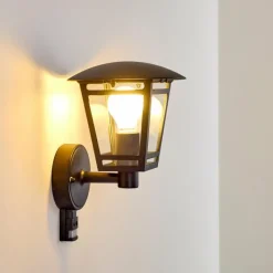 hofstein Applique murale d'extérieur Siera Noir, 1 lumière, Détecteur de mouvement