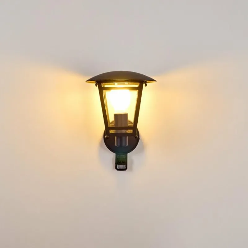 hofstein Applique murale d'extérieur Siera Noir, 1 lumière, Détecteur de mouvement