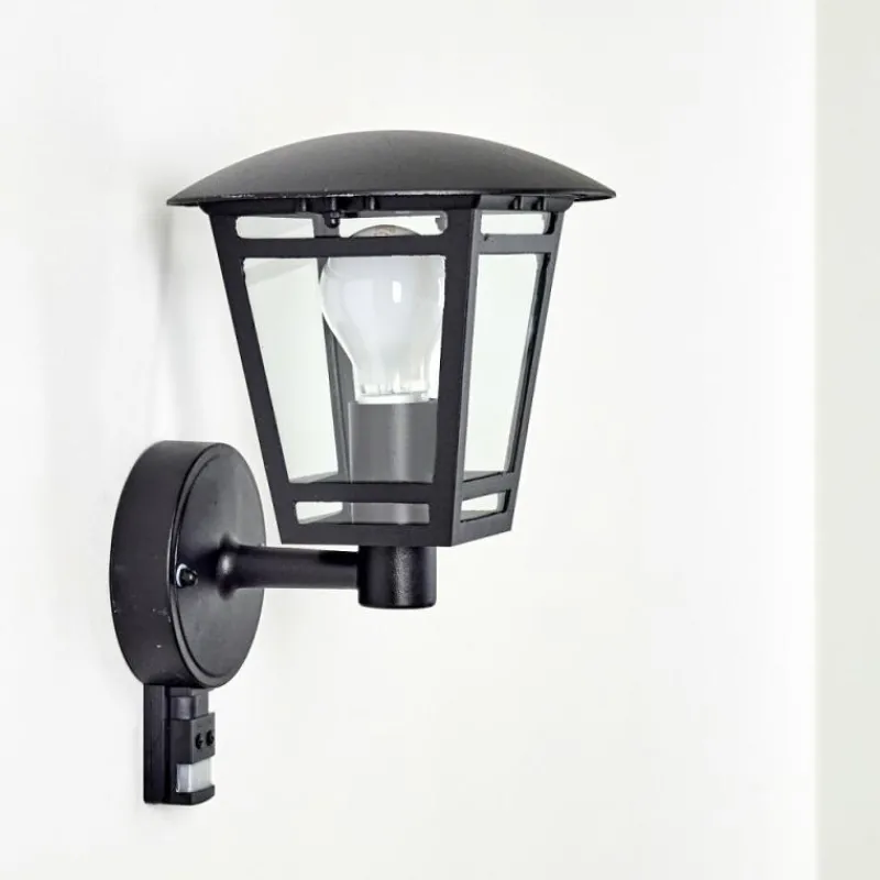 hofstein Applique murale d'extérieur Siera Noir, 1 lumière, Détecteur de mouvement