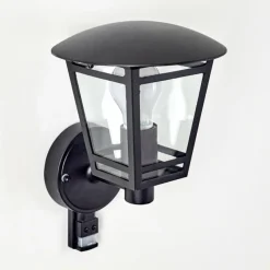 hofstein Applique murale d'extérieur Siera Noir, 1 lumière, Détecteur de mouvement