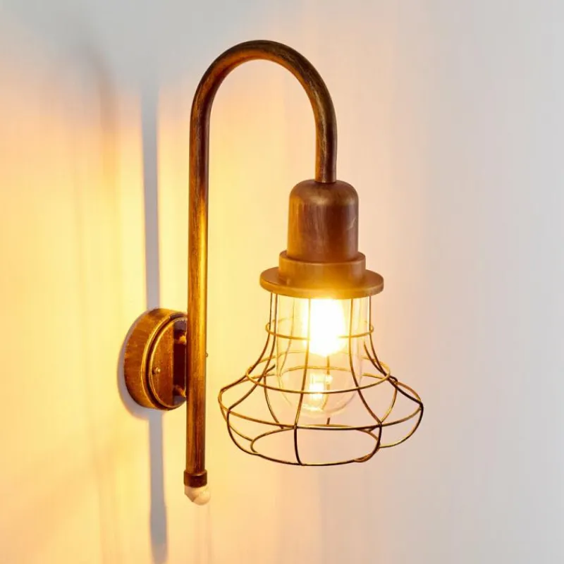 Lampes Dorées-hofstein Applique murale d'extérieur Borkan Brun doré, 1 lumière, Détecteur de mouvement