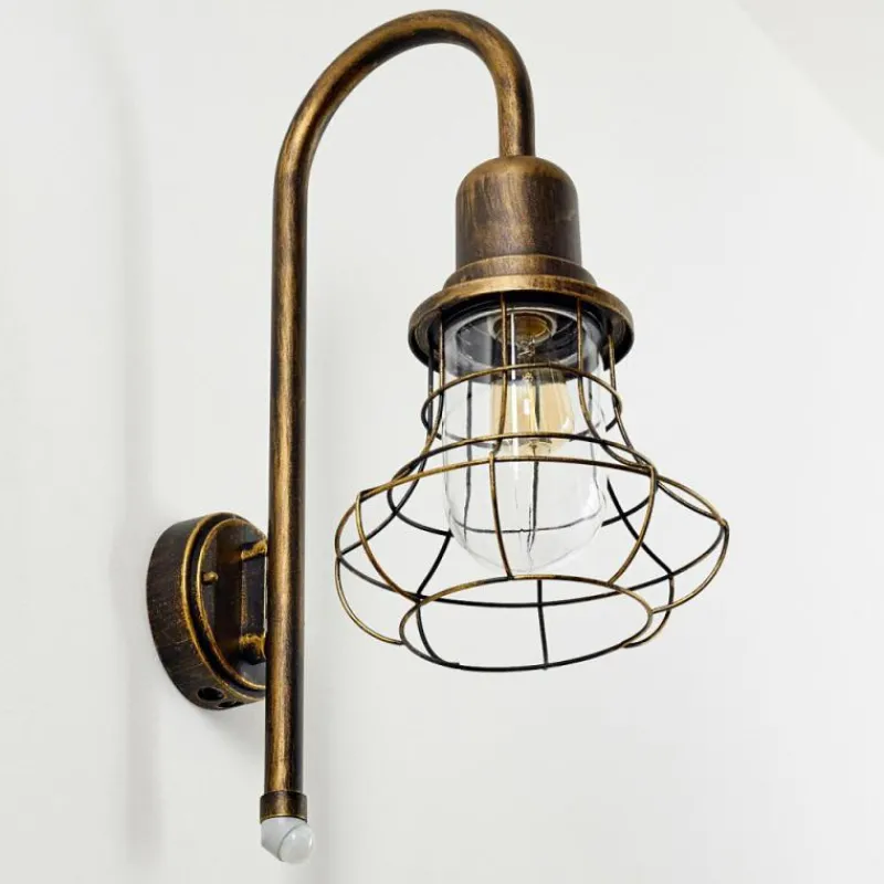 Lampes Dorées-hofstein Applique murale d'extérieur Borkan Brun doré, 1 lumière, Détecteur de mouvement