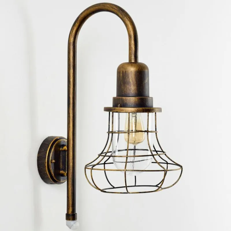 Lampes Dorées-hofstein Applique murale d'extérieur Borkan Brun doré, 1 lumière, Détecteur de mouvement