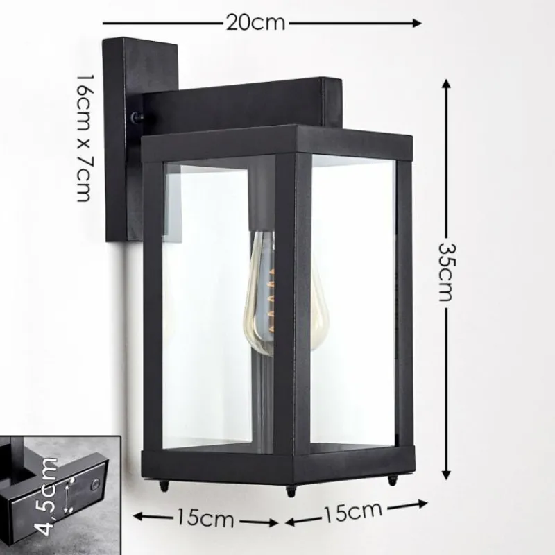 hofstein Applique murale d'extérieur Tieva Noir, 1 lumière