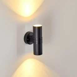 hofstein Applique murale d'extérieur Satava LED Noir, 2 lumières