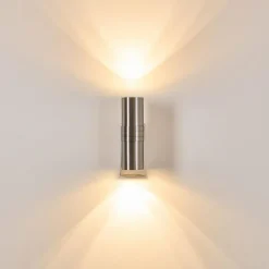 hofstein Applique murale d'extérieur Satava LED Nickel mat, 2 lumières