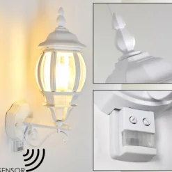 Luminaires Rustiques-hofstein Applique murale d'extérieur Lentua Blanc, 1 lumière, Détecteur de mouvement