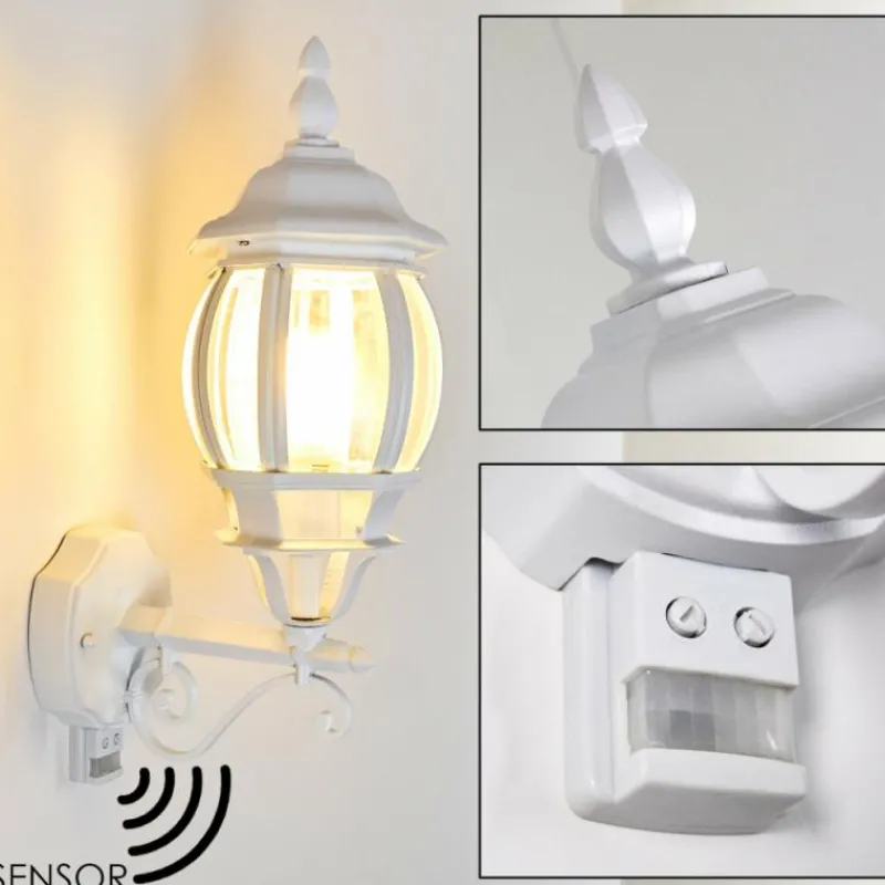 Luminaires Rustiques-hofstein Applique murale d'extérieur Lentua Blanc, 1 lumière, Détecteur de mouvement