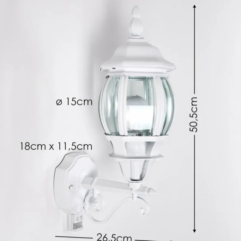 Luminaires Rustiques-hofstein Applique murale d'extérieur Lentua Blanc, 1 lumière, Détecteur de mouvement