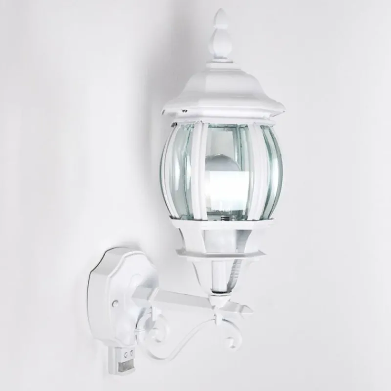 Luminaires Rustiques-hofstein Applique murale d'extérieur Lentua Blanc, 1 lumière, Détecteur de mouvement