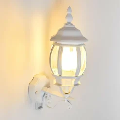 Luminaires Rustiques-hofstein Applique murale d'extérieur Lentua Blanc, 1 lumière, Détecteur de mouvement