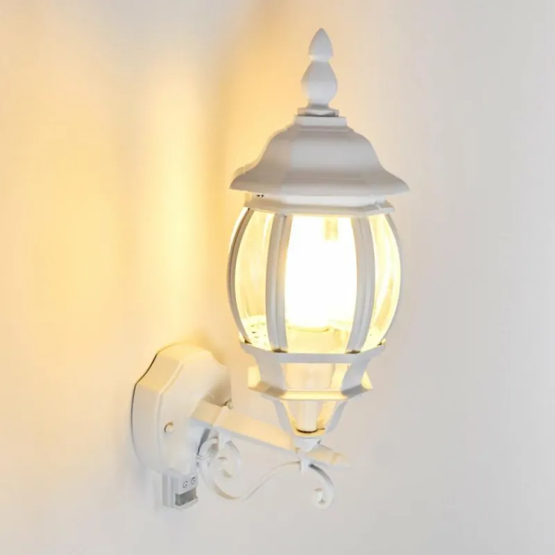 Luminaires Rustiques-hofstein Applique murale d'extérieur Lentua Blanc, 1 lumière, Détecteur de mouvement