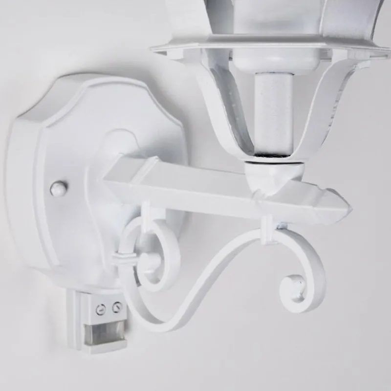 Luminaires Rustiques-hofstein Applique murale d'extérieur Lentua Blanc, 1 lumière, Détecteur de mouvement