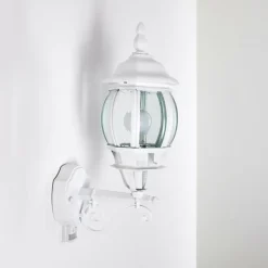 Luminaires Rustiques-hofstein Applique murale d'extérieur Lentua Blanc, 1 lumière, Détecteur de mouvement