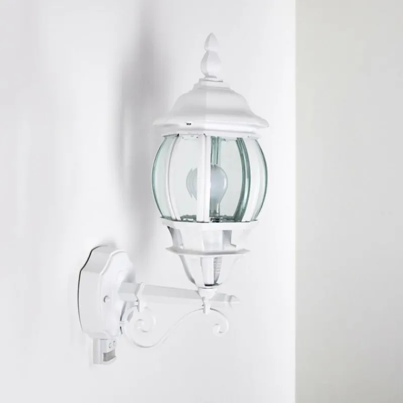 Luminaires Rustiques-hofstein Applique murale d'extérieur Lentua Blanc, 1 lumière, Détecteur de mouvement