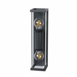 Luminaires Rustiques-Luminaires Lucide Applique murale d'extérieur Lucide CLAIRE MINI Noir, 2 lumières