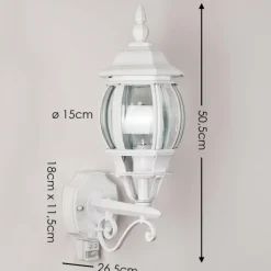 Luminaires Rustiques-hofstein Applique murale d'extérieur Lentua Blanc, 1 lumière, Détecteur de mouvement