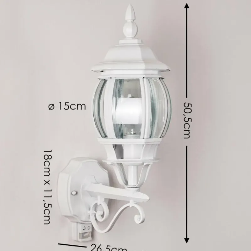 Luminaires Rustiques-hofstein Applique murale d'extérieur Lentua Blanc, 1 lumière, Détecteur de mouvement