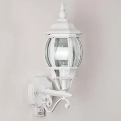 Luminaires Rustiques-hofstein Applique murale d'extérieur Lentua Blanc, 1 lumière, Détecteur de mouvement