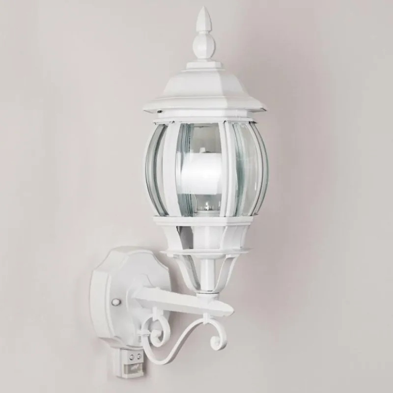 Luminaires Rustiques-hofstein Applique murale d'extérieur Lentua Blanc, 1 lumière, Détecteur de mouvement