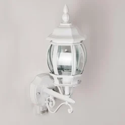 Luminaires Rustiques-hofstein Applique murale d'extérieur Lentua Blanc, 1 lumière, Détecteur de mouvement