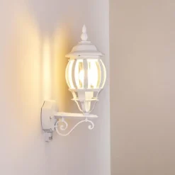 Luminaires Rustiques-hofstein Applique murale d'extérieur Lentua Blanc, 1 lumière, Détecteur de mouvement