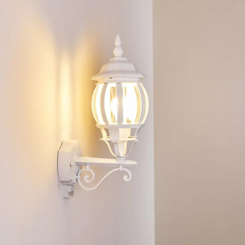 Luminaires Rustiques-hofstein Applique murale d'extérieur Lentua Blanc, 1 lumière, Détecteur de mouvement