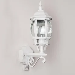 Luminaires Rustiques-hofstein Applique murale d'extérieur Lentua Blanc, 1 lumière, Détecteur de mouvement