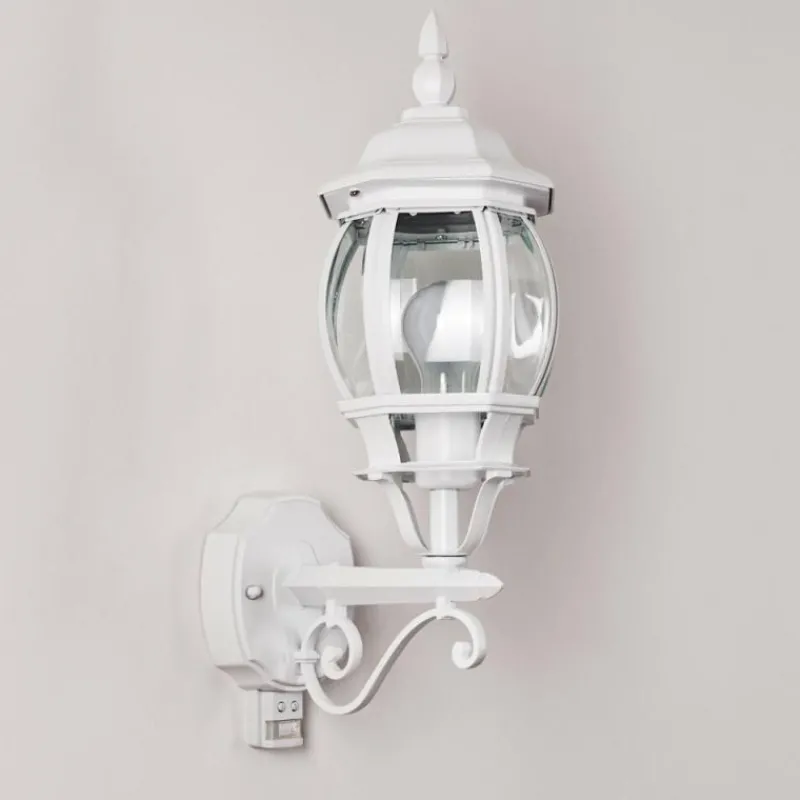 Luminaires Rustiques-hofstein Applique murale d'extérieur Lentua Blanc, 1 lumière, Détecteur de mouvement