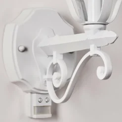 Luminaires Rustiques-hofstein Applique murale d'extérieur Lentua Blanc, 1 lumière, Détecteur de mouvement