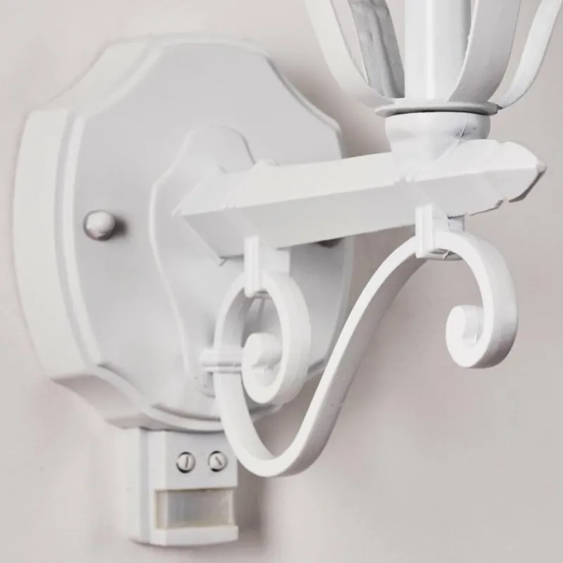 Luminaires Rustiques-hofstein Applique murale d'extérieur Lentua Blanc, 1 lumière, Détecteur de mouvement