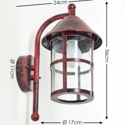 hofstein Applique murale d'extérieur Saicourt Rouge, Noir, 1 lumière