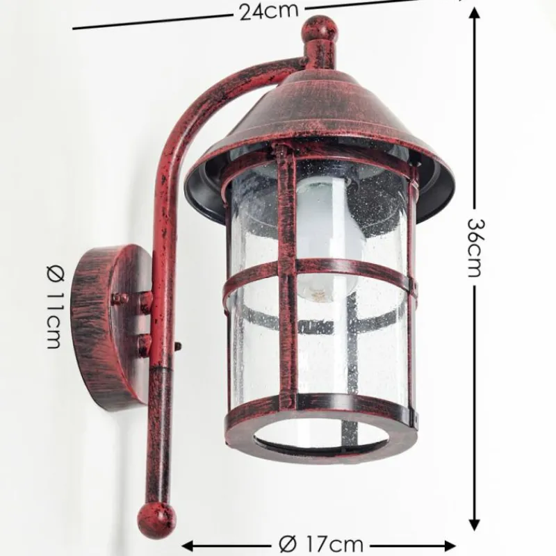 hofstein Applique murale d'extérieur Saicourt Rouge, Noir, 1 lumière