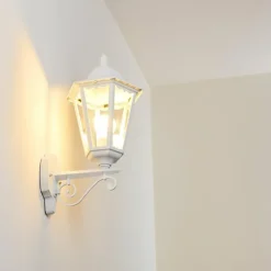 Luminaires Rustiques-hofstein Applique murale d'extérieur Esteli Blanc, 1 lumière