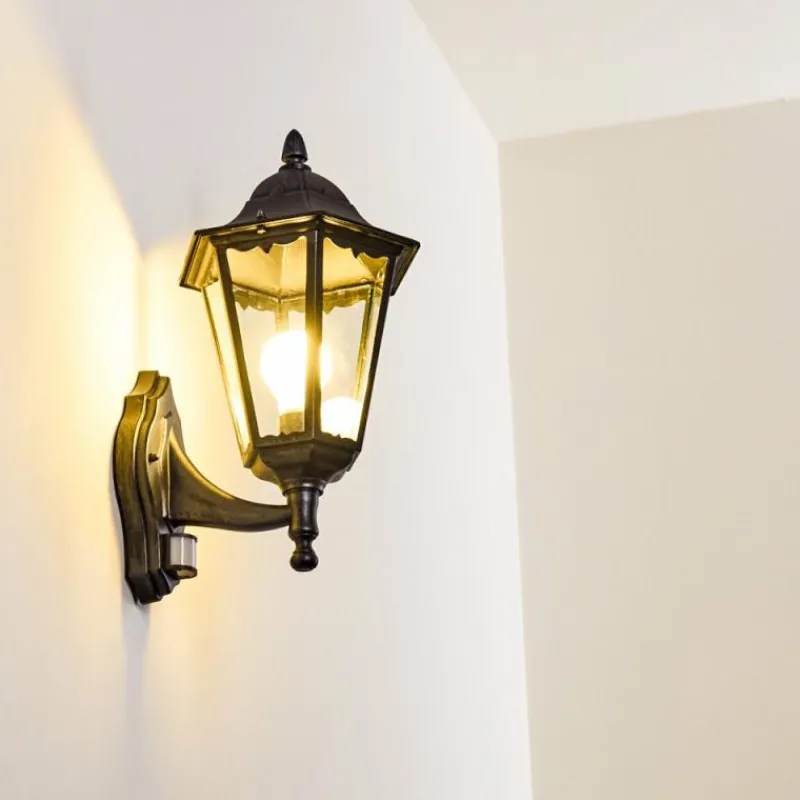 Luminaires Rustiques-hofstein Applique murale d'extérieur Esteli Noir, 1 lumière, Détecteur de mouvement