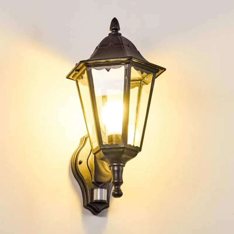 Luminaires Rustiques-hofstein Applique murale d'extérieur Esteli Noir, 1 lumière, Détecteur de mouvement